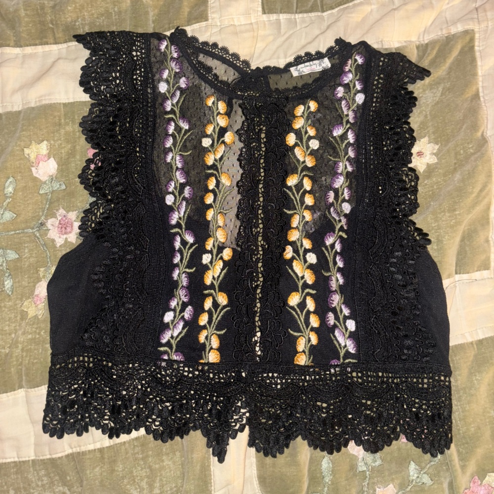 free people lace embroidery top
